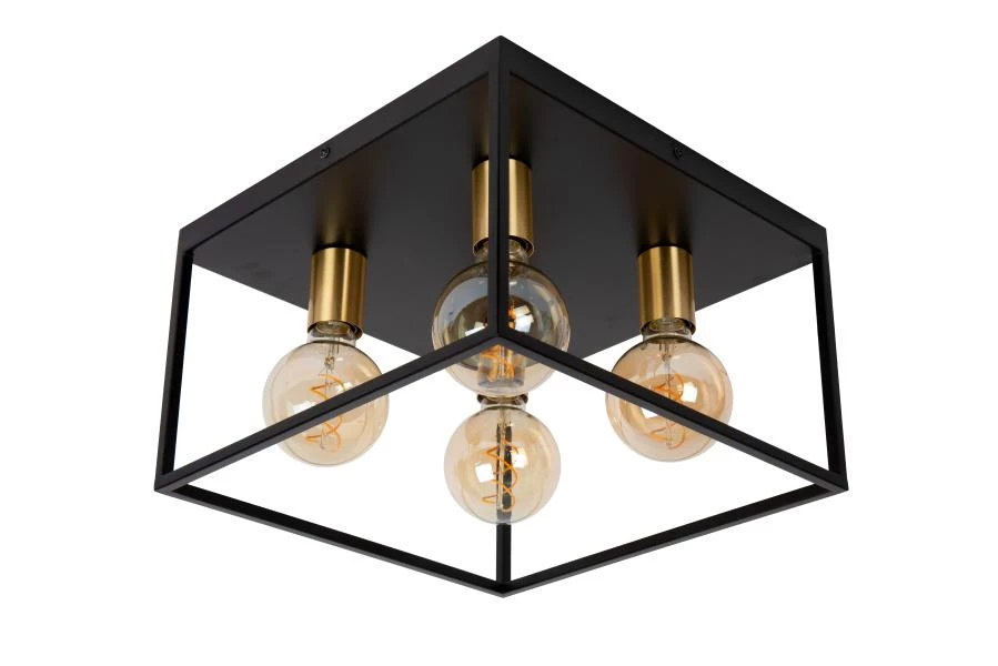 Lucide RUBEN - Flush ceiling light - 4xE27 - Black - turned off